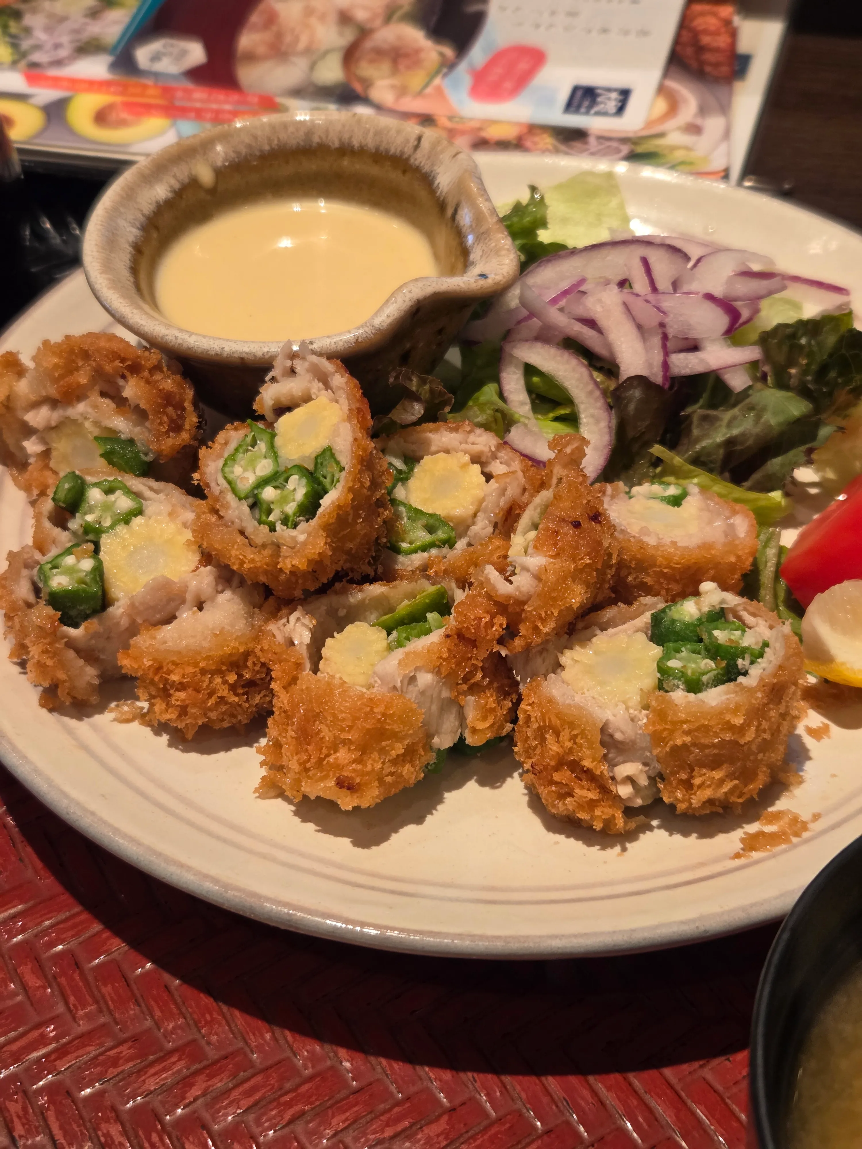 豚ロースの夏野菜巻き~南国風マヨソース~定食